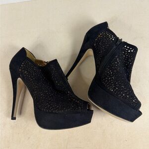 Shoe Dazzle Black Cutout Peep-Toe Heels